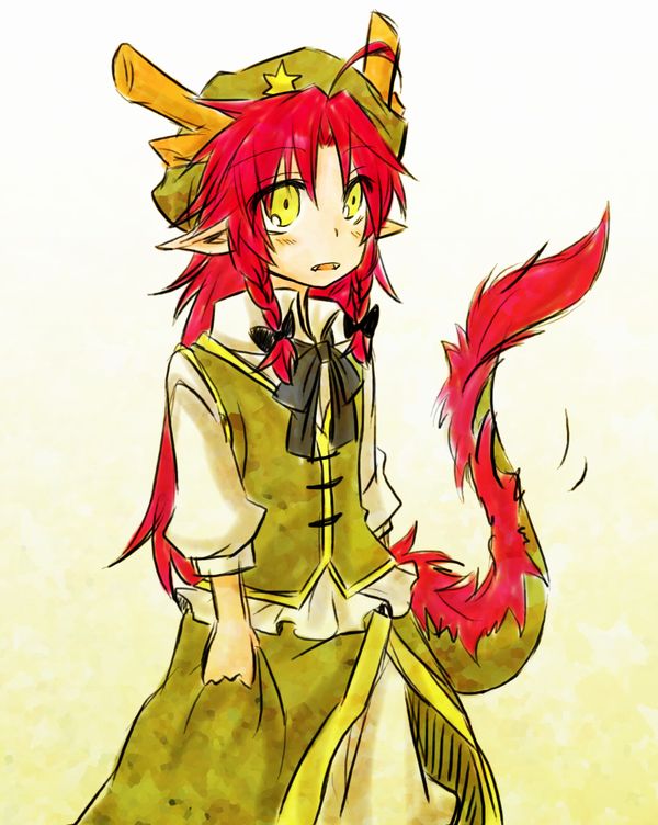alternate_eye_color, antlers, bow, braid, chinese_clothes, dragon, dragon_girl, dragon_tail