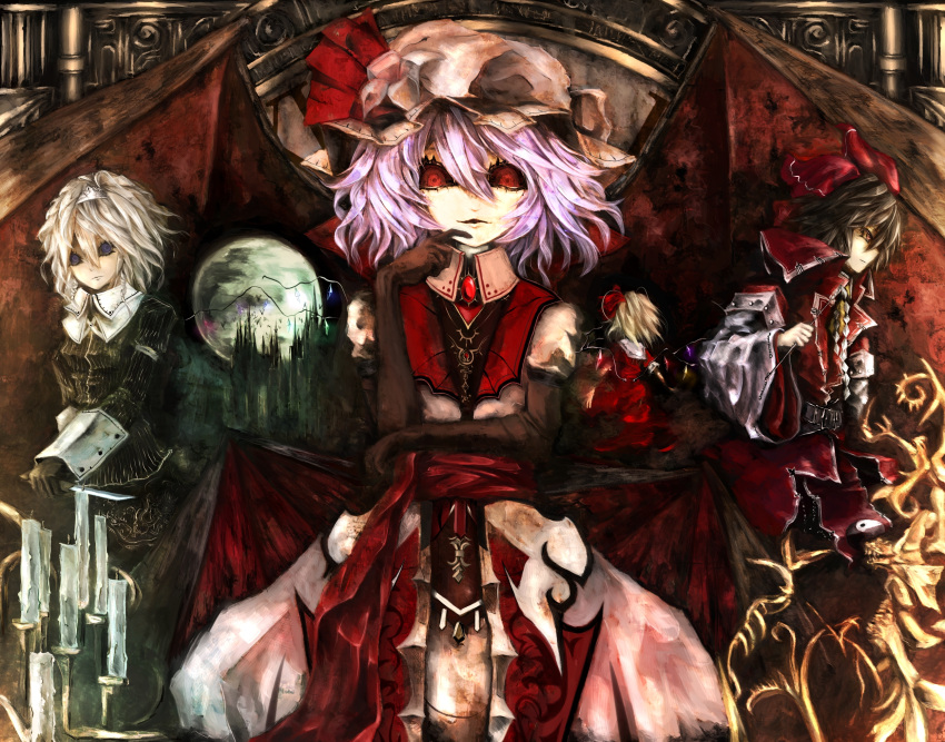 alternate_costume, ascot, back, bad_id, bat_wings, blonde_hair, blue_hair, blush