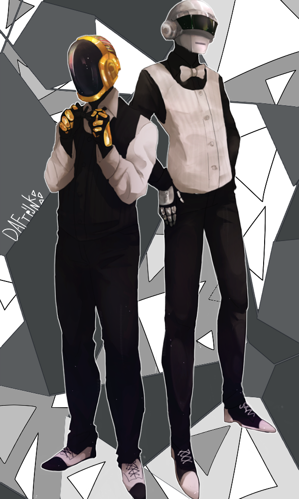 daft_punk, formal, guy_manuel_de_homemchristo, helmet, imoko, male, necktie, suit, thomas_bangalter