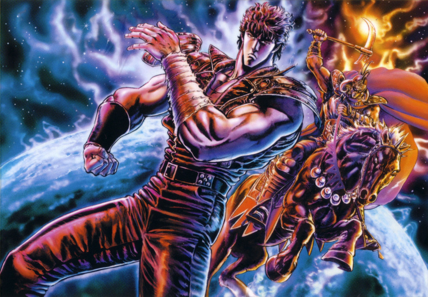 armor, aura, hara_tetsuo, highres, hokuto_no_ken, horse, kenshiro, kenshirou