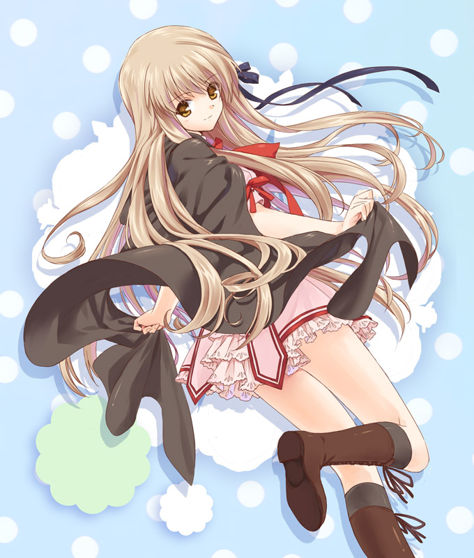 dress, hair_ornament, hair_ribbon, long_hair, noonoo, rewrite, ribbon, school_uniform