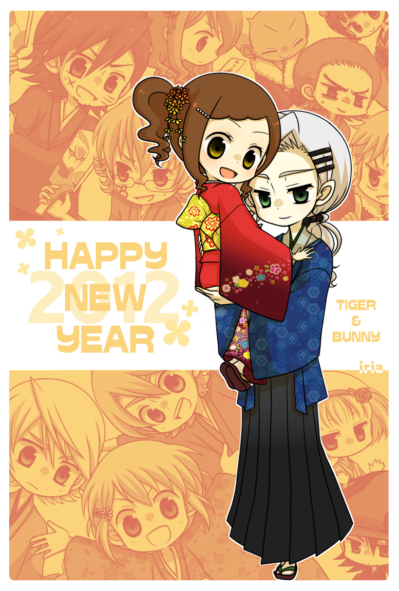 age_difference, barnaby_brooks_jr, bow, brown_eyes, chibi, cis_(tiger_&amp;_bunny), ebitetsu, everyone