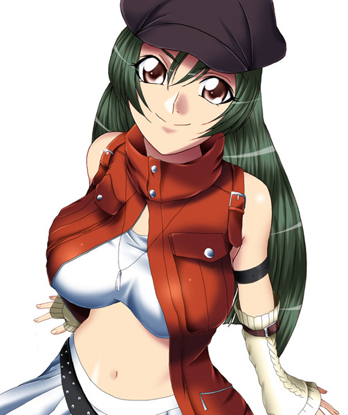 arm_support, belt, brown_eyes, elbow_gloves, fingerless_gloves, from_above, gloves, green_hair