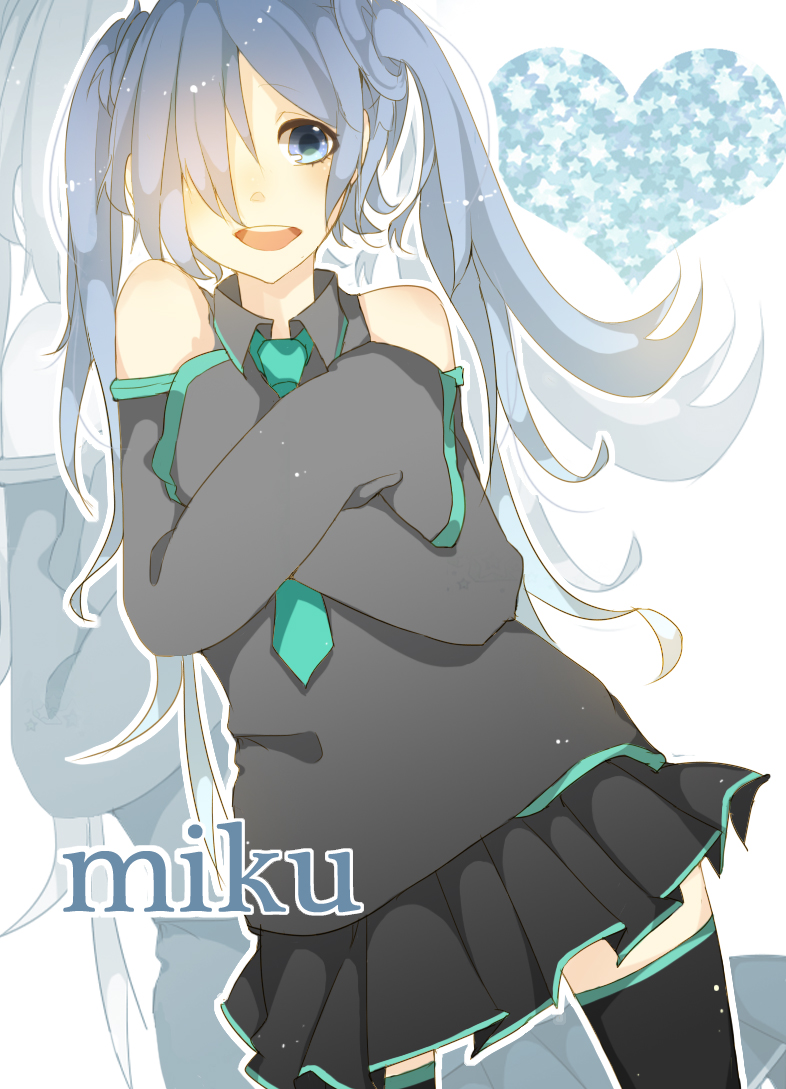 bad_id, character_name, crossed_arms, detached_sleeves, hair_over_one_eye, hatsune_miku, heart, hiiro