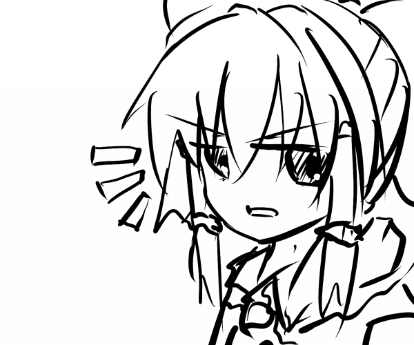hakurei_reimu, monochrome, shirokuro_yagi, sketch, solo, touhou