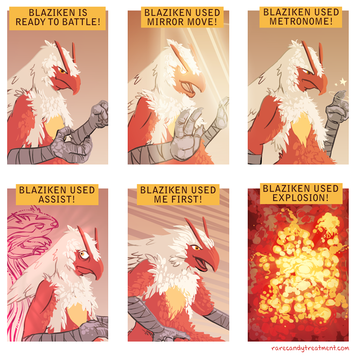 beak, blaziken, brown_background, bummerdude, bust, comic, explosion, irony