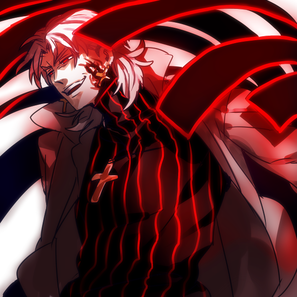 cassock, cosplay, cross, dark_persona, dark_sakura, dark_sakura_(cosplay), facial_mark, fate/stay_night