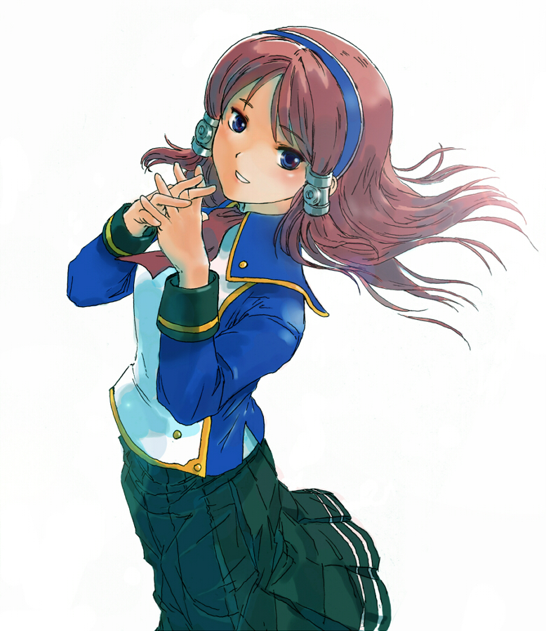 blue_eyes, hairband, long_hair, red_hair, redhead, school_uniform, skirt, solo, suzumaru, tsubaki_yayoi, twintails