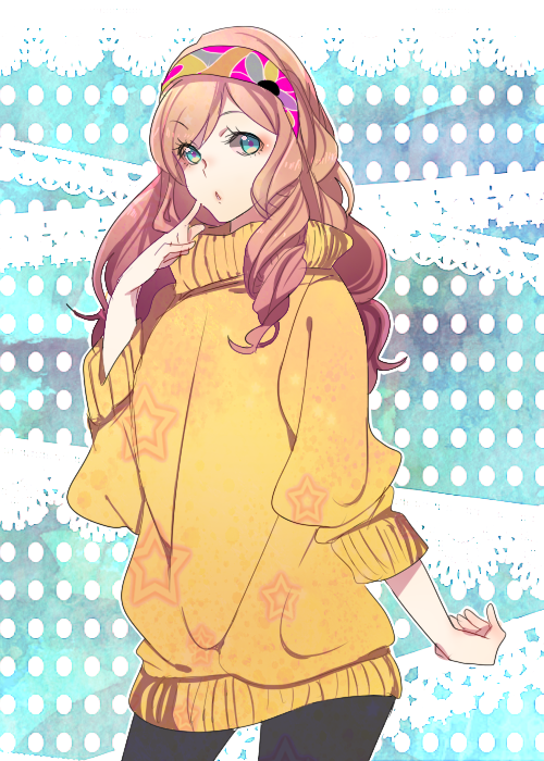 bad_id, blue_eyes, hairband, leggings, long_hair, male, solo, star_print, sweater, sweater_dress, takumi_(scya), trap, tsukimiya_ringo, turtleneck, uta_no_prince-sama