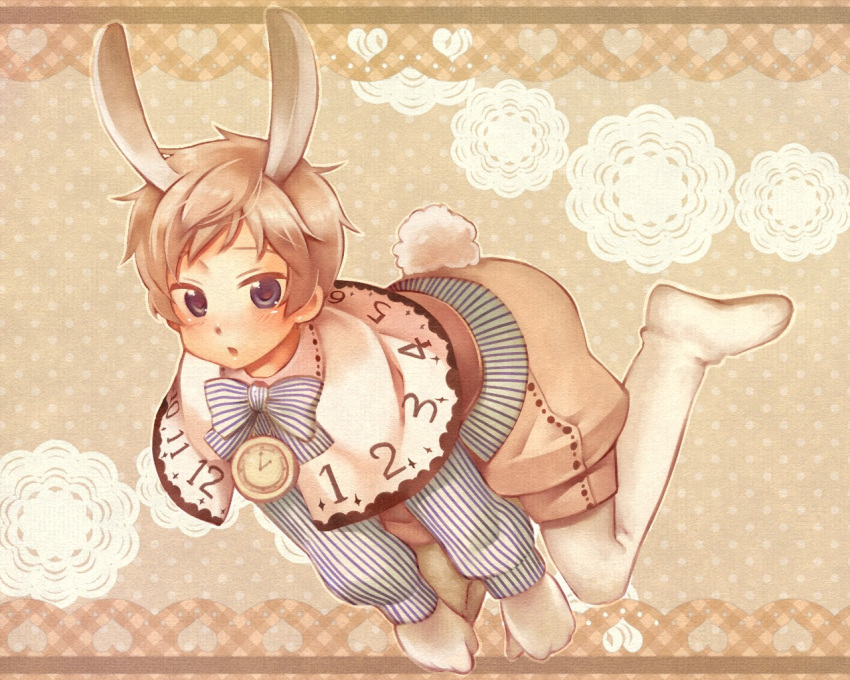 alice_in_wonderland, animal_ears, axis_powers_hetalia, blonde_hair, blush, bunny, bunny_ears, bunny_tail