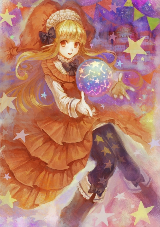 ball, black_legwear, blonde_hair, boots, dress, emi, original, pantyhose