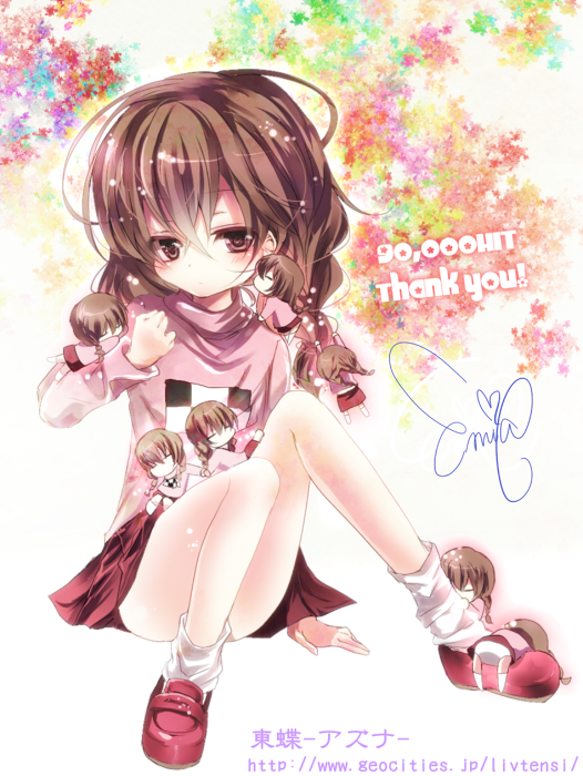 bad_id, blush, braid, brown_eyes, brown_hair, censored, cheek_kiss, climbing