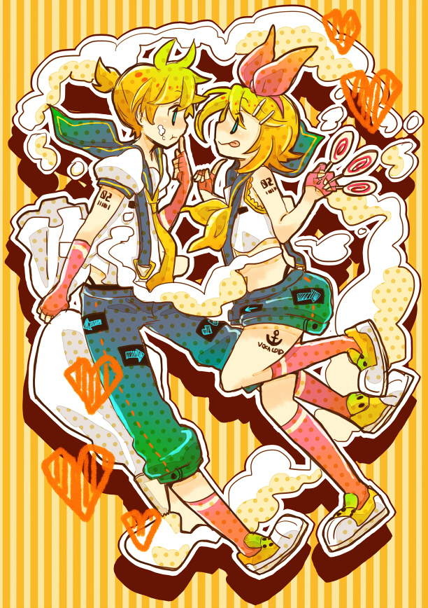 1girl, 7:24, 7?24, :q, brother_and_sister, fingerless_gloves, footwear, gloves