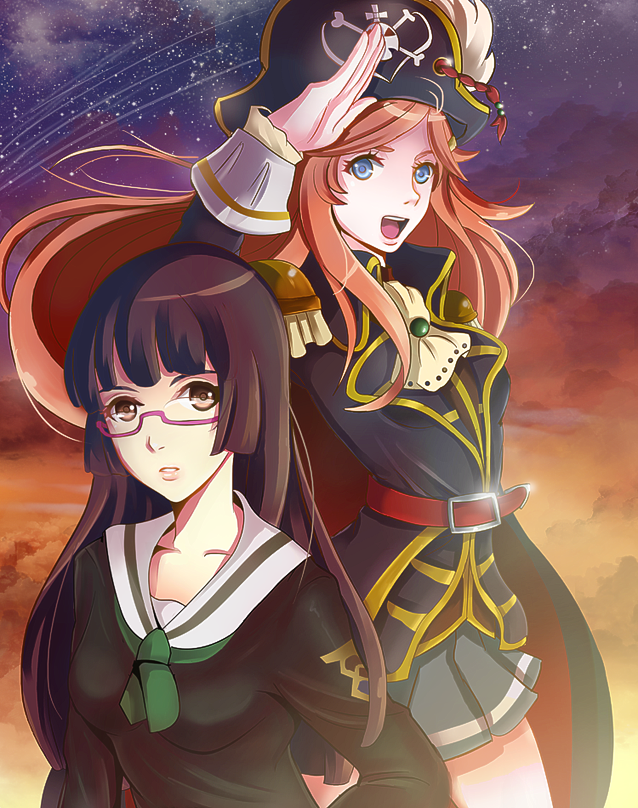 artist_request, belt, black_hair, blue_eyes, brown_eyes, chiaki_kurihara, cravat, epaulettes