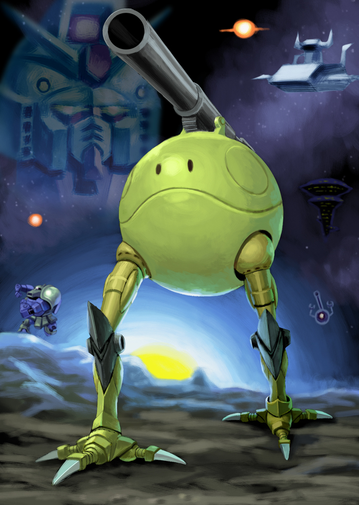 80s, ball_(gundam), battleship, big_zam, cannon, epic, explosion, gundam