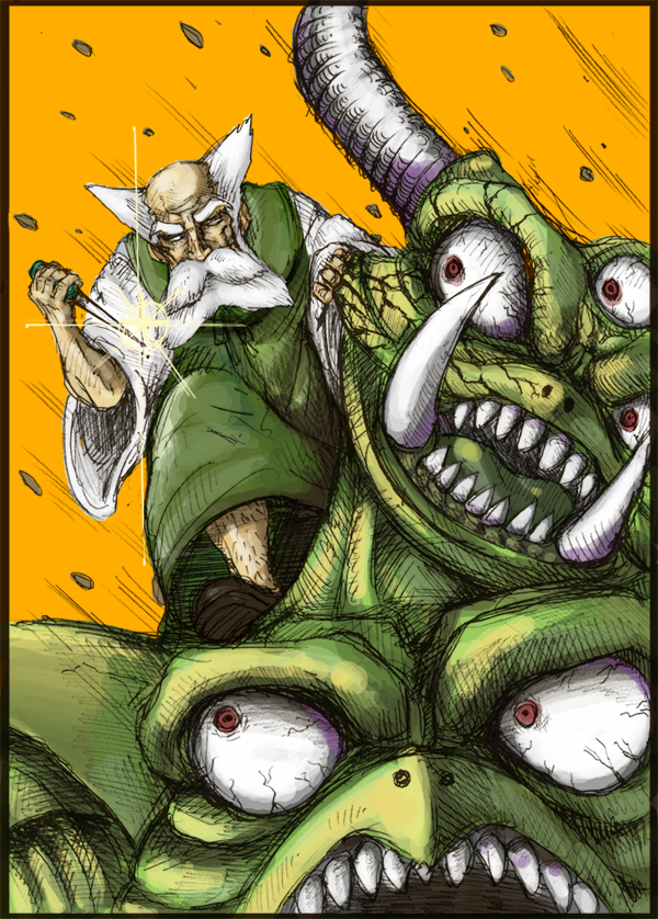 bald, beard, brey, dagger, death_pisaro, dragon_quest, dragon_quest_iv, facial_hair