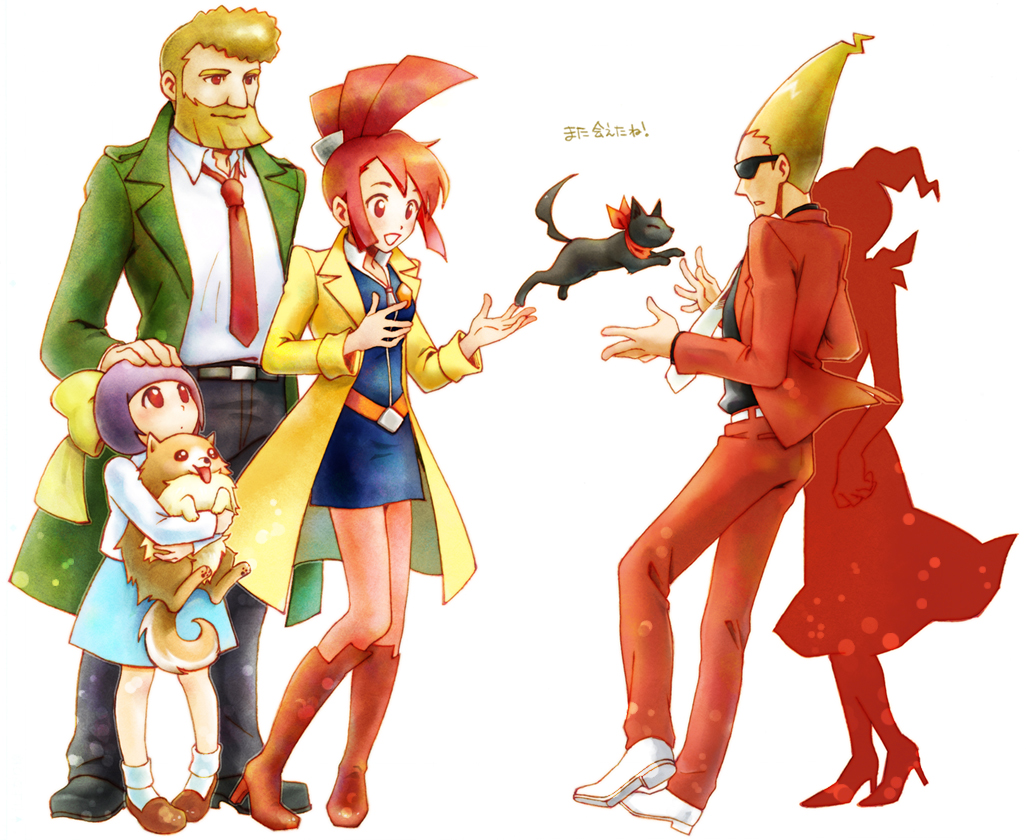 cat_(ghost_trick), formal, ghost_trick, johdo, kanon_(ghost_trick), lynne, missile_(ghost_trick), necktie