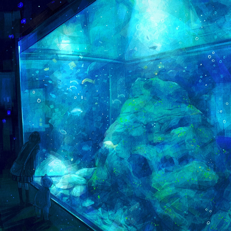 aqua, aquarium, blue, fish, nomiya, nomiya_(no_38), original, stuffed_animal