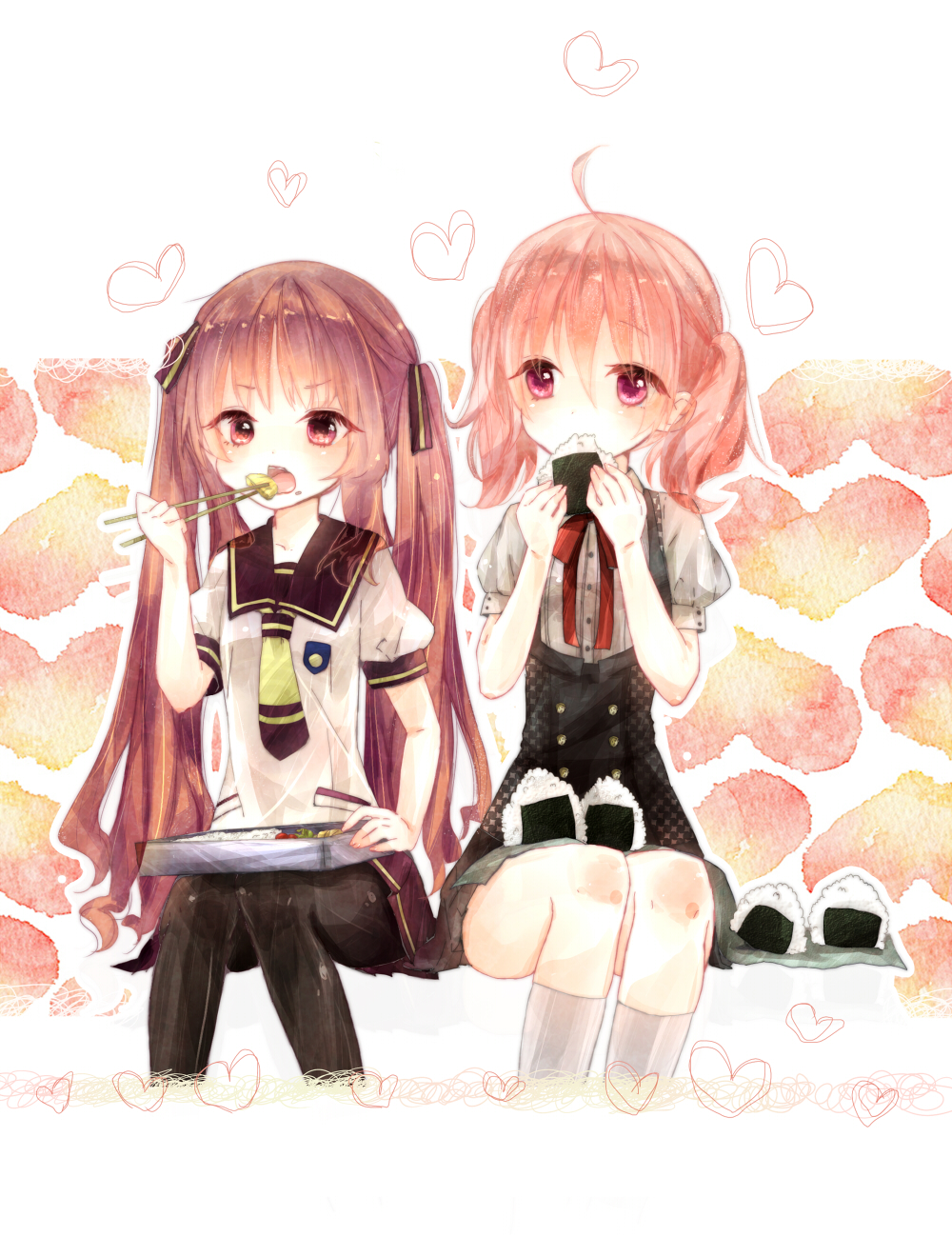 ahoge, ano_natsu_de_matteru, artist_request, black_legwear, blush, bow, brown_eyes, brown_hair