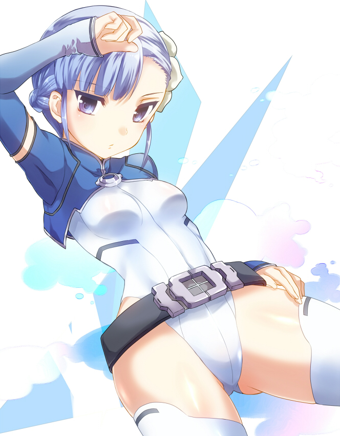 blue_eyes, blue_hair, bodysuit, bolero, braid, cropped_jacket, fin_ay_ludo_sui_lavinty, fin_e_ld_si_laffinty