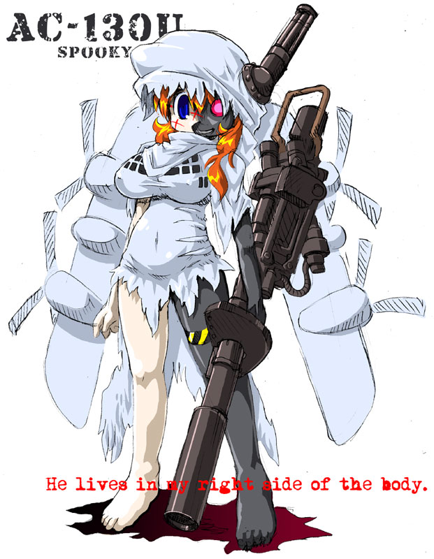 airplane, android, artist_request, barefoot, blue_eyes, cannon, creepy, cyborg