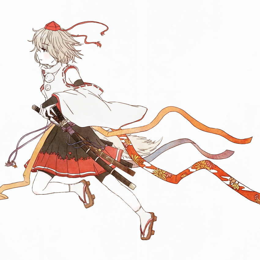 absurdres, bike_shorts, bridal_gauntlets, detached_sleeves, geta, hat, highres, inubashiri_momiji