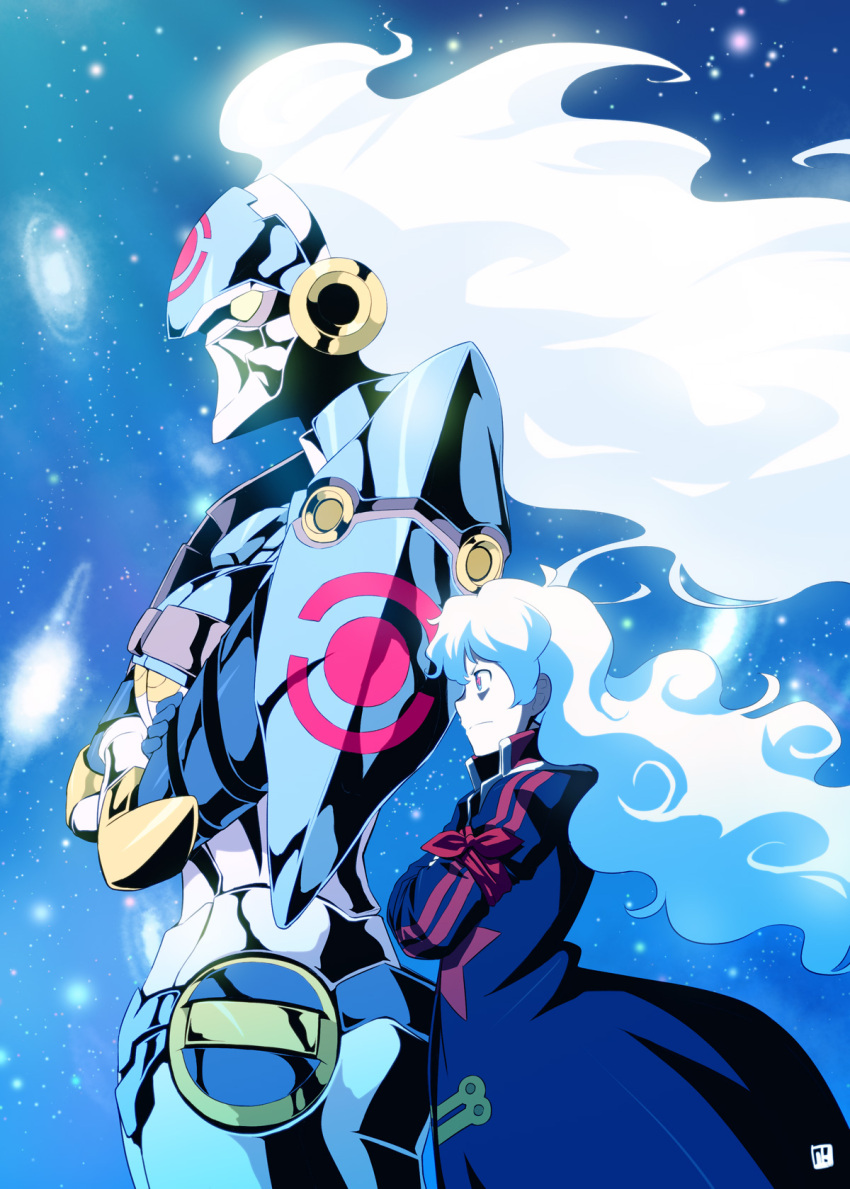 floating_hair, highres, long_hair, mecha, nagian, nia_teppelin, parody, space