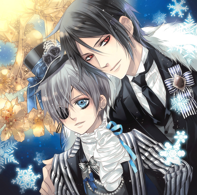 black_hair, blue_eyes, ciel1533, ciel_phantomhive, earrings, eyepatch, formal, hat