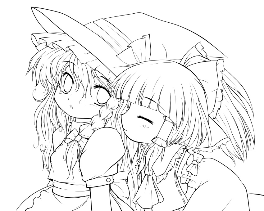 ascot, bow, braid, closed_eyes, detached_sleeves, eyes_closed, hair_bow, hair_tubes