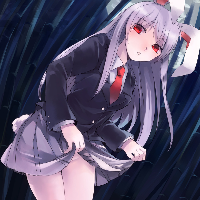 74_(teduka), animal_ears, bamboo, bamboo_forest, blazer, bunny_ears, dress_shirt, forest