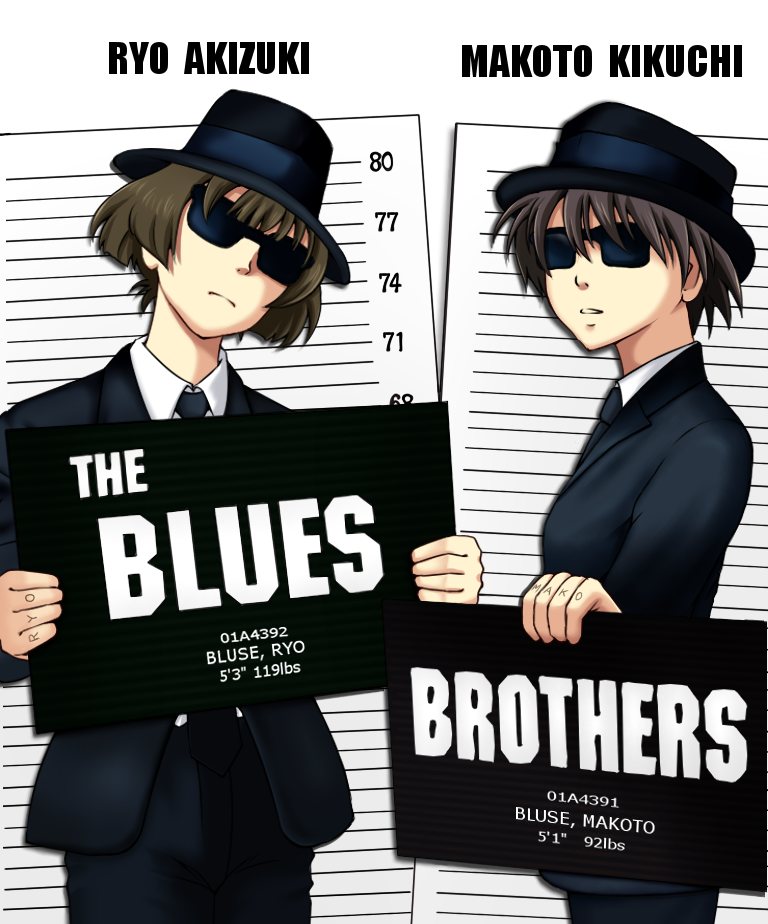 androgynous, black_hair, blues_brothers, brown_hair, fedora, formal, hat, idolmaster