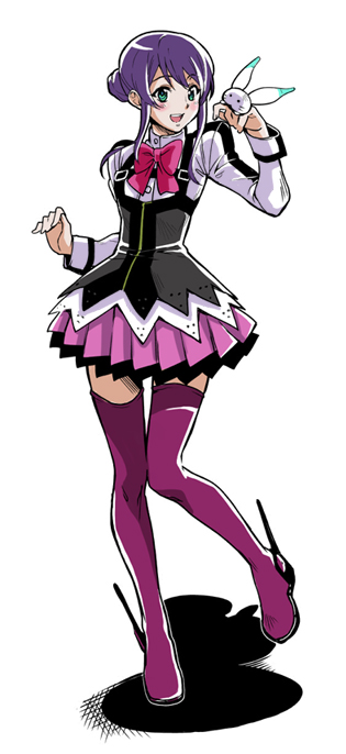 aquarion_(series), aquarion_evol, bad_id, boots, green_eyes, hair_bun, long_hair, mikono_suzushiro