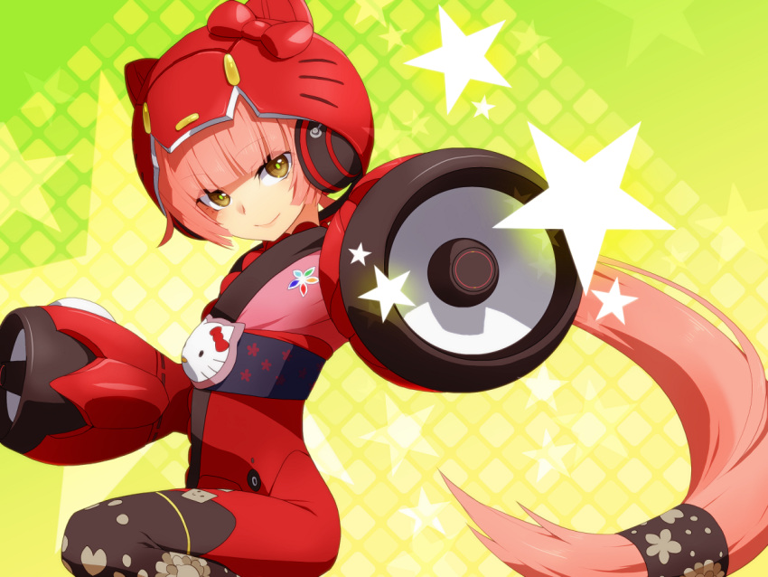 animal_ears, animal_helmet, brown_eyes, hat, headphones, hello_kitty, helmet, highres