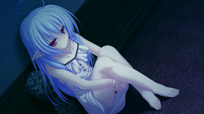 blue_hair, elf, game_cg, lunaris_filia, melis, mikagami_mamizu, possible_duplicate, red_eyes