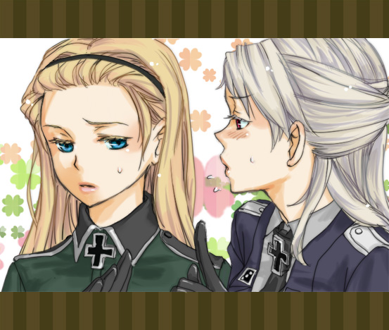 axis_powers_hetalia, blue_eyes, blush, cross, flower, genderswap, germany_(hetalia), gloves