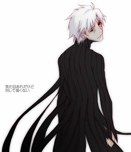 1boy, dark_persona, dark_sakura_(cosplay), facial_mark, fate/zero, fate_(series), heterochromia, llmocoll