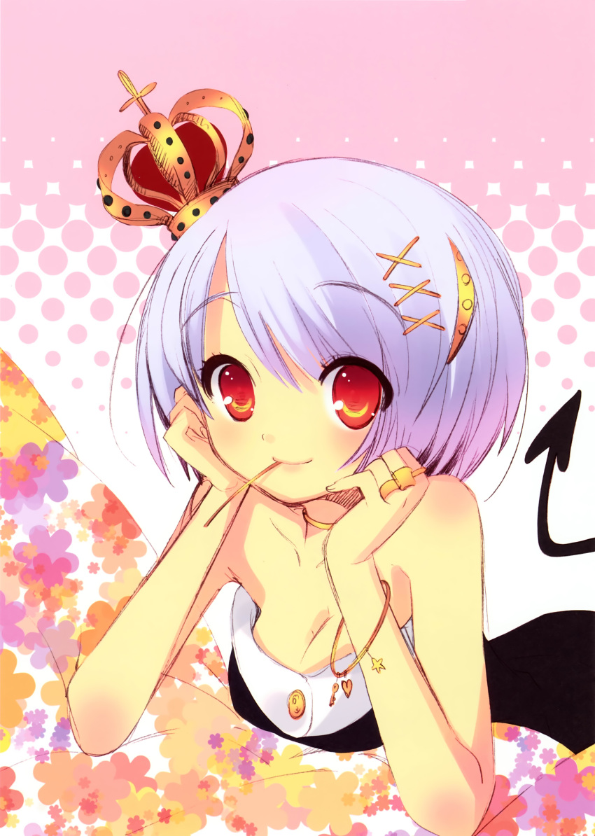 absurdres, bracelet, breasts, cleavage, crown, highres, itou_noiji, noizi_ito