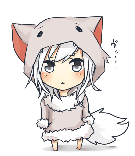minecraft, personification, simple_background, solo, tail, tosura-ayato, white_background, white_hair