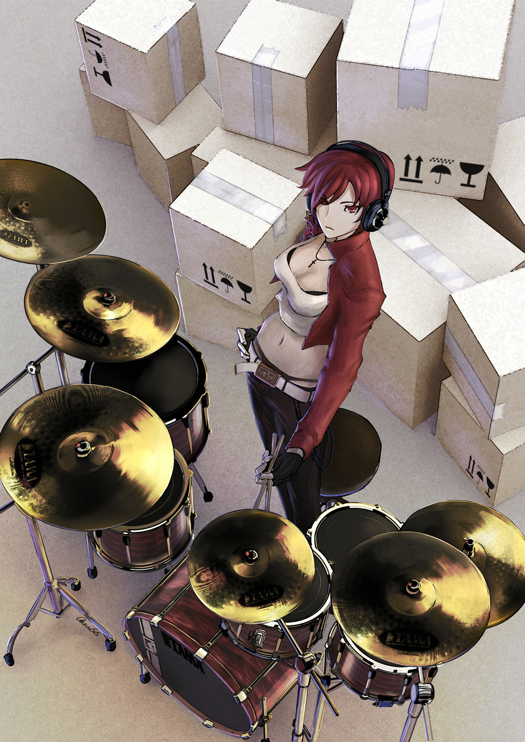 bad_id, belt, box, cardboard_box, casual, chevasis, drum, drumsticks