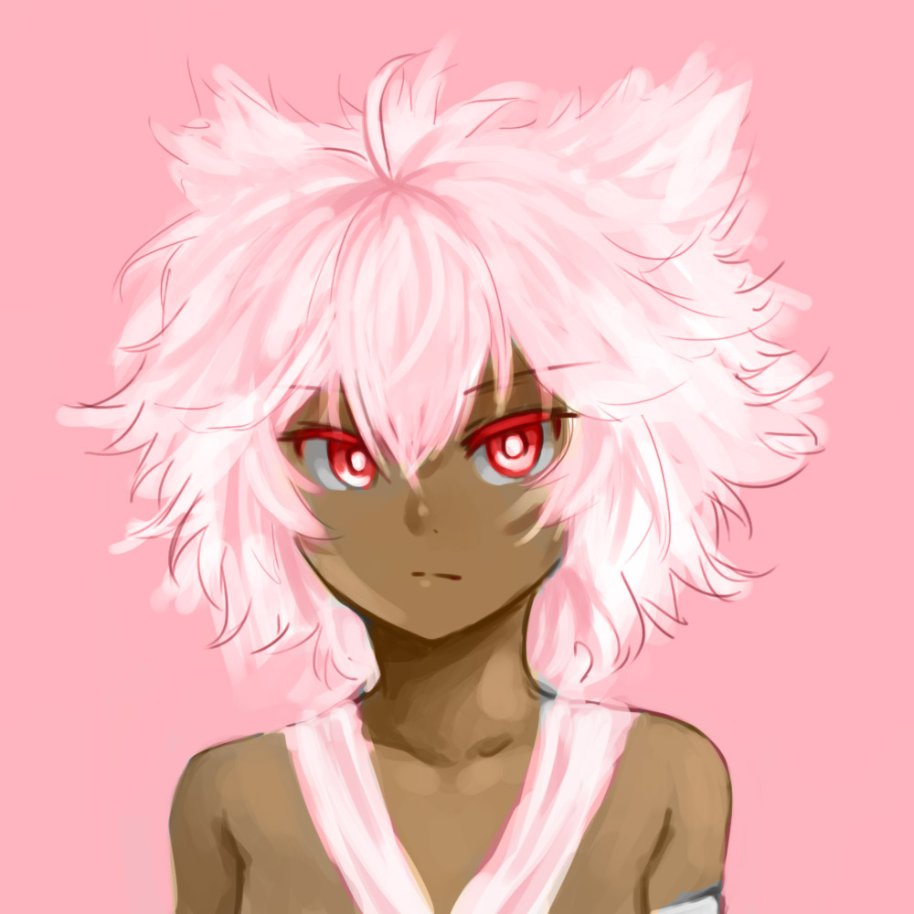 armlet, bare_shoulders, criss-cross_halter, dark_skin, face, halter_top, halterneck, messy_hair