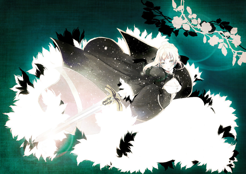 ahoge, blonde_hair, caliburn, chidoriya, dress, fate/stay_night, fate_(series), muted_color
