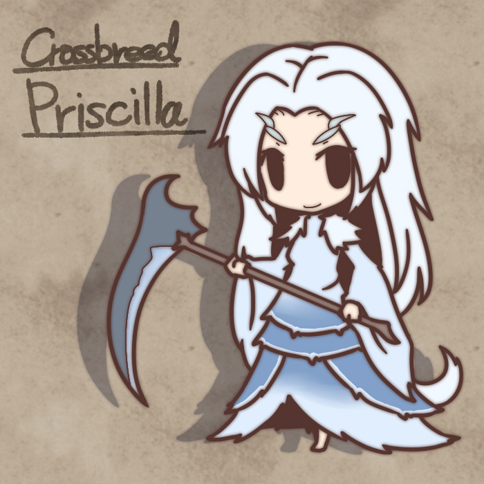 barefoot, chibi, crossbreed_priscilla, dark_souls, fur, fushigi_ebi, horns, long_hair