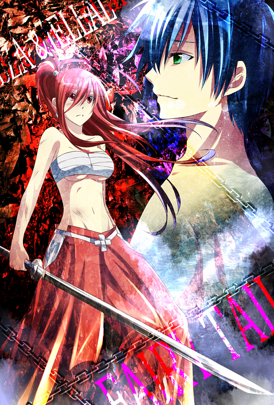 blue_hair, cuts, earrings, erza_scarlet, fairy_tail, green_eyes, hakama, highres