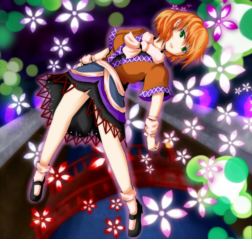 flower, green_hair, mizuhashi_parsee, shiromamekei, short_hair, solo, touhou