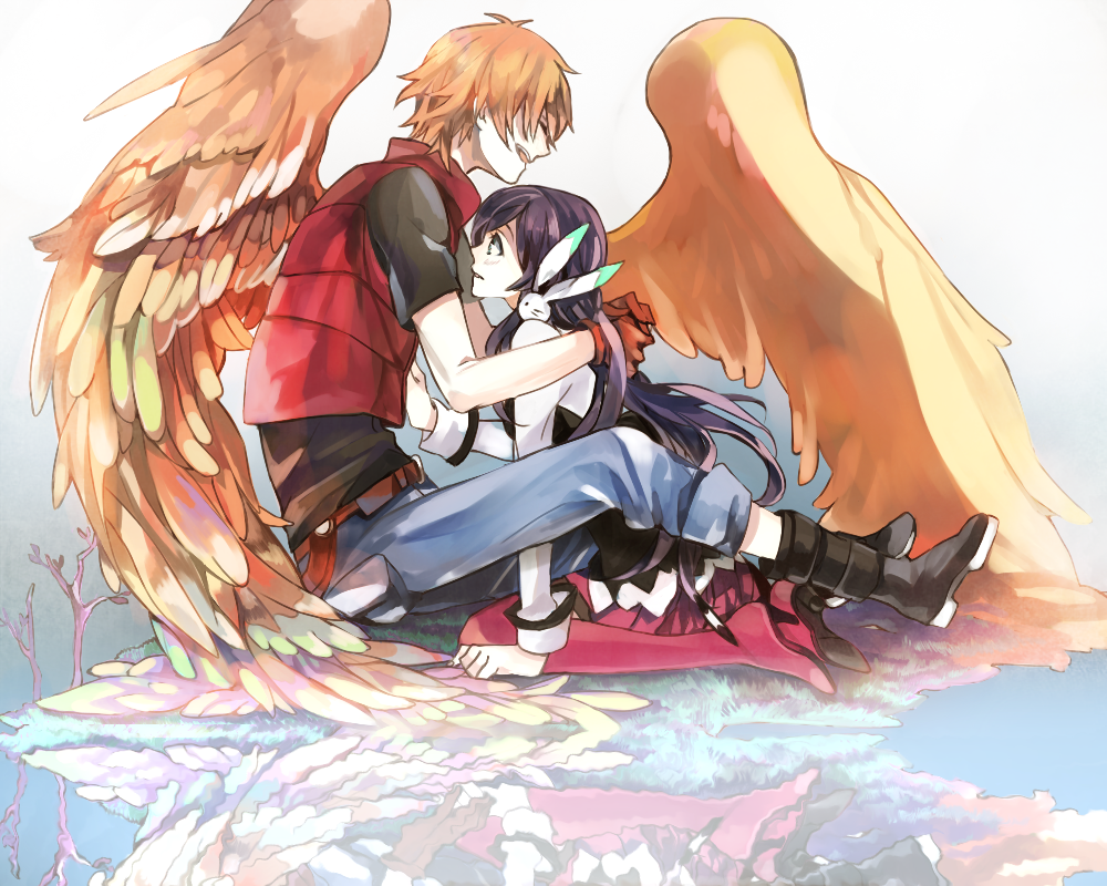 1girl, alternate_hairstyle, amata_sora, aquarion_(series), aquarion_evol, boots, closed_eyes, eyes_closed