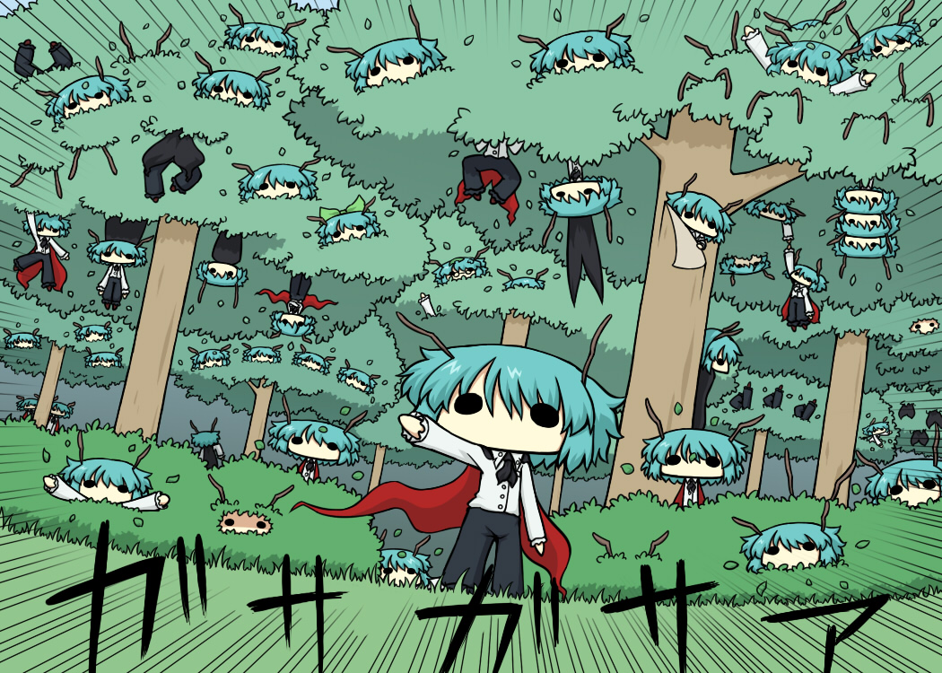 antennae, bow, bush, buttons, cape, chibi, cosplay, futatsuiwa_mamizou