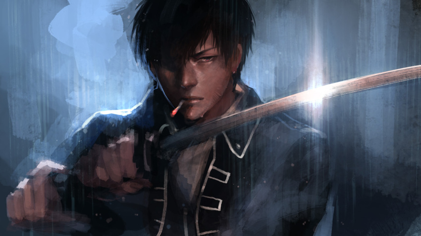 black_hair, brown_eyes, cigarette, epic, gintama, glint, hair_over_one_eye, hijikata_toushirou