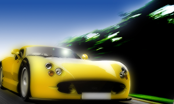 blue_sky, car, motion_blur, motor_vehicle, no_humans, reflection, rufu_(gfsikisima04), sky, tvr, tvr_cerbera, tvr_cerbera_speed_twelve, vehicle