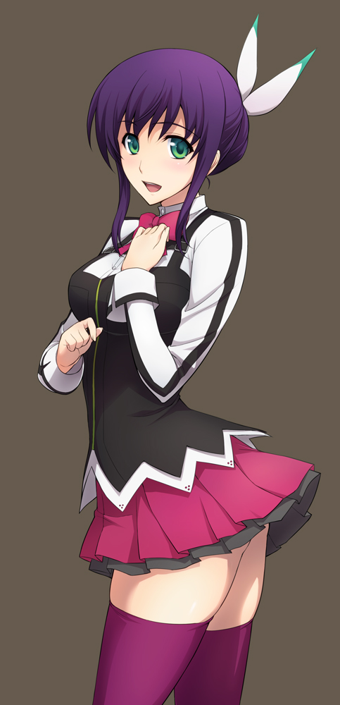 1girl, aquarion_(series), aquarion_evol, breasts, female, green_eyes, hair_bun, hair_ornament