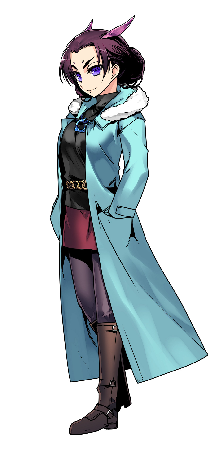 boots, braid, breasts, casual, grand_princess_fire_dragon, hand_in_pocket, highres, horns